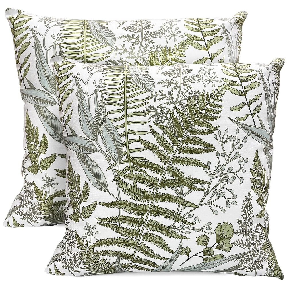 7264 Decorative Throw Pillow Covers Set of 2 Olive Green Leaves Pillow